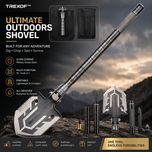 Trexof Ultimate Outdoors Shovel - 23-in-1 Survival Tool
