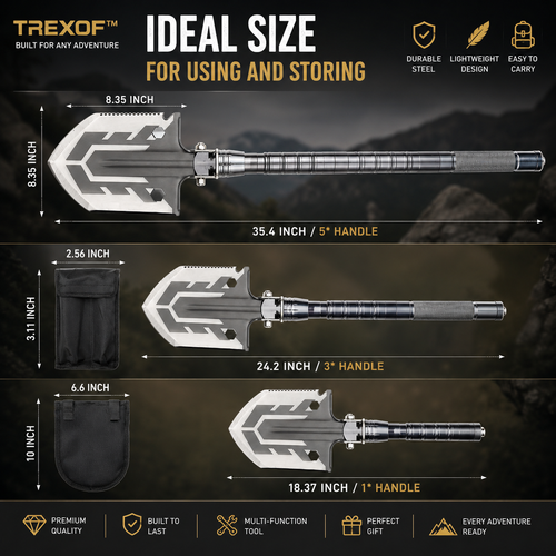 Trexof Shovel - Ideal Size for Using and Storing